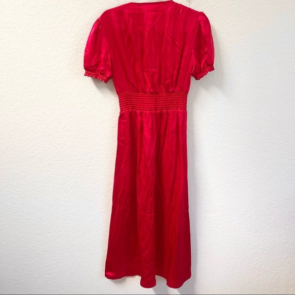 Reformation Alexea Red Silk Midi Dress Size 4 - Picture 3 of 5